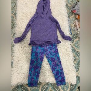 Champion Purple Hoodie and Blue Floral Pajama Set